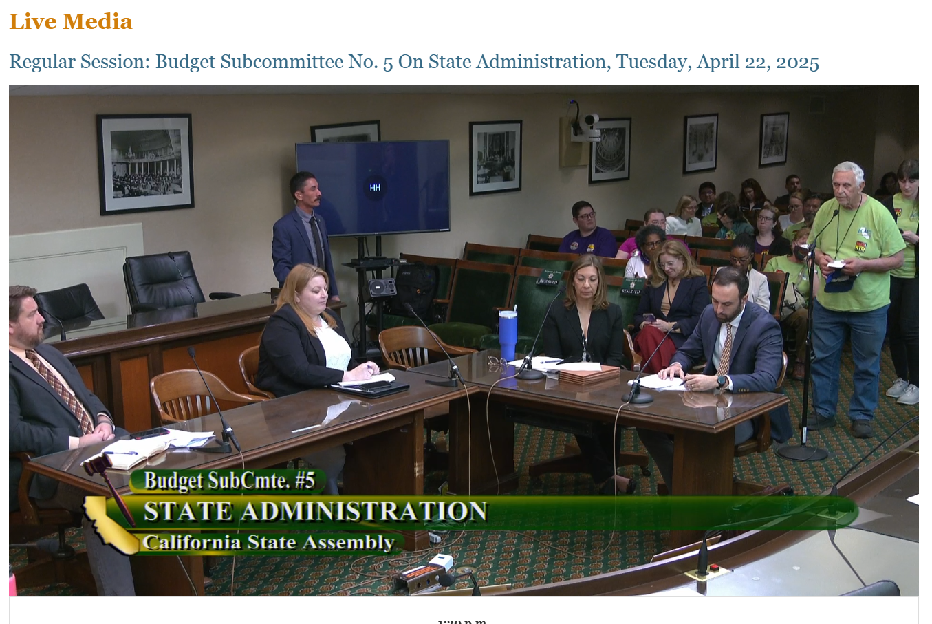 CAPS-UAW members and leadership attend a state legislative hearing at the Capitol.